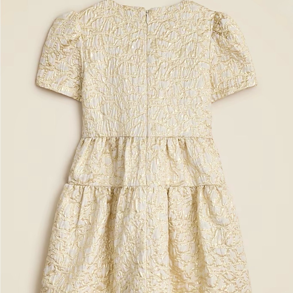 J.CREW Crewcuts Collection Girls puff-sleeve dress in metallic leopard jacquard - Picture 2 of 9